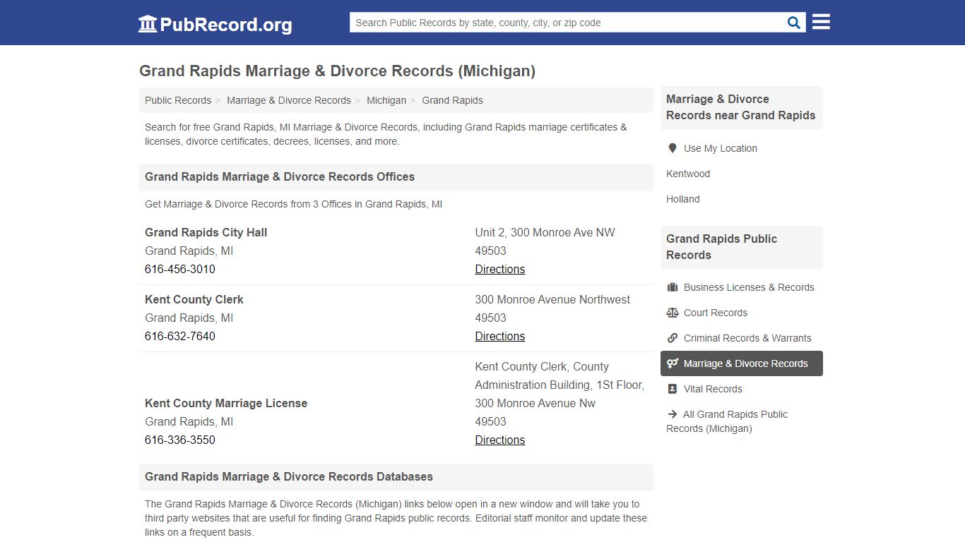 Grand Rapids Marriage & Divorce Records (Michigan)